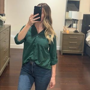 Green button up shirt